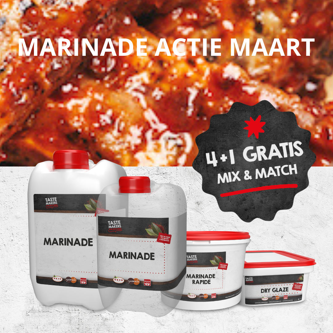 Marinade Maart Actie 4+1 marinade gratis
